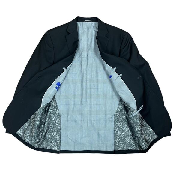 Egara Black Slim Fit Super 120 Wool Blazer Suit Jacket Size 40 Regular 34 Waist - Picture 3 of 8